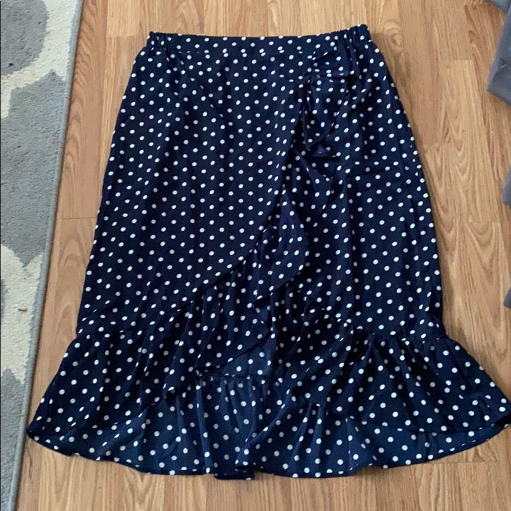Navy blue polka dot skirt